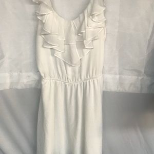 White sundress with ruffle front